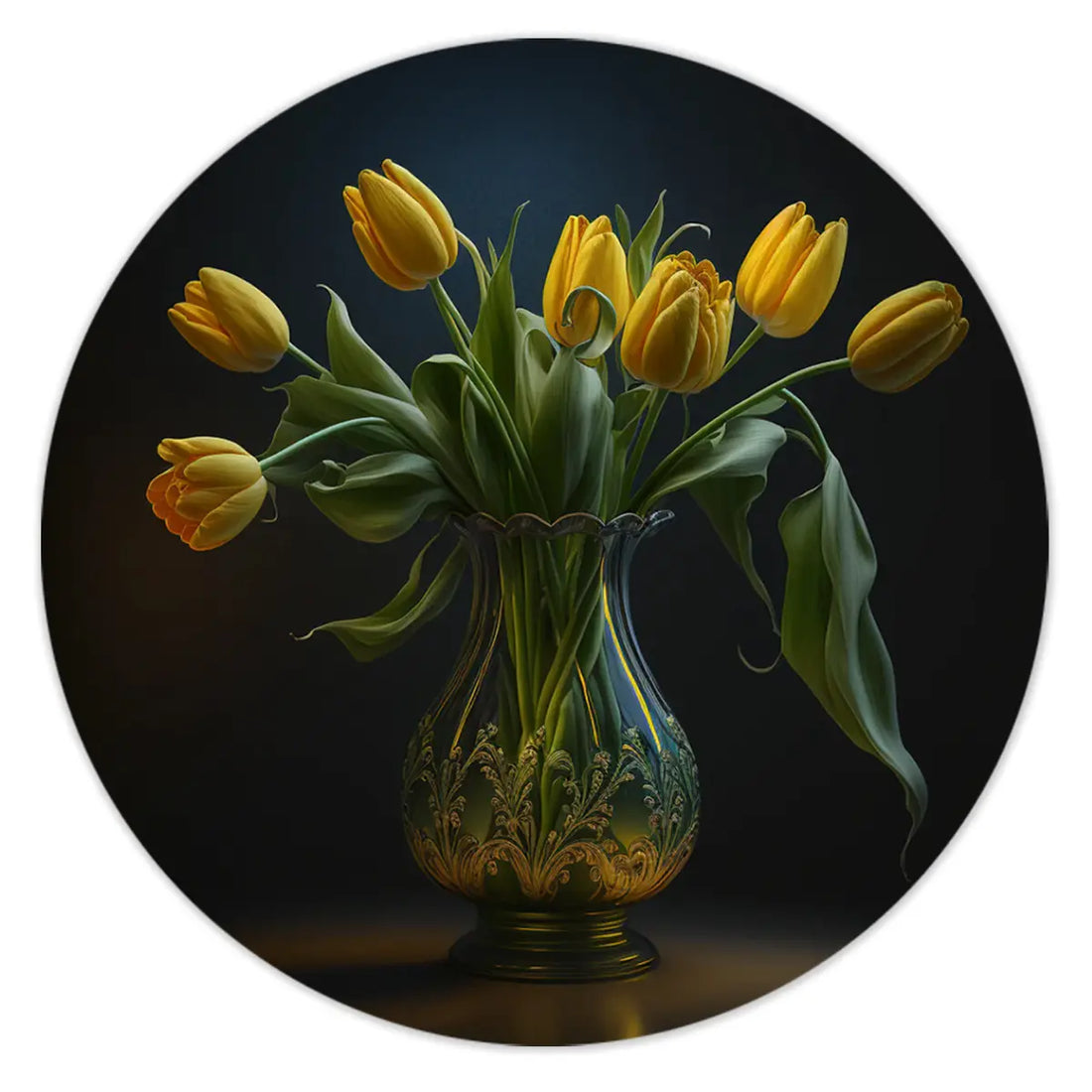 Gele tulpen in vaas