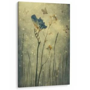 Blauwe bloem met vlinders